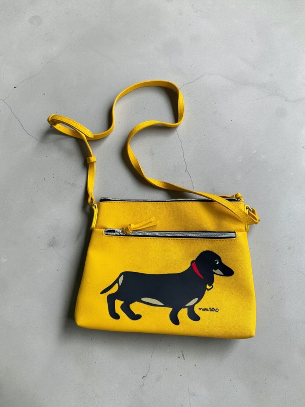 MARC TETRO yellow Dachshund Crossbody Handbag Bag